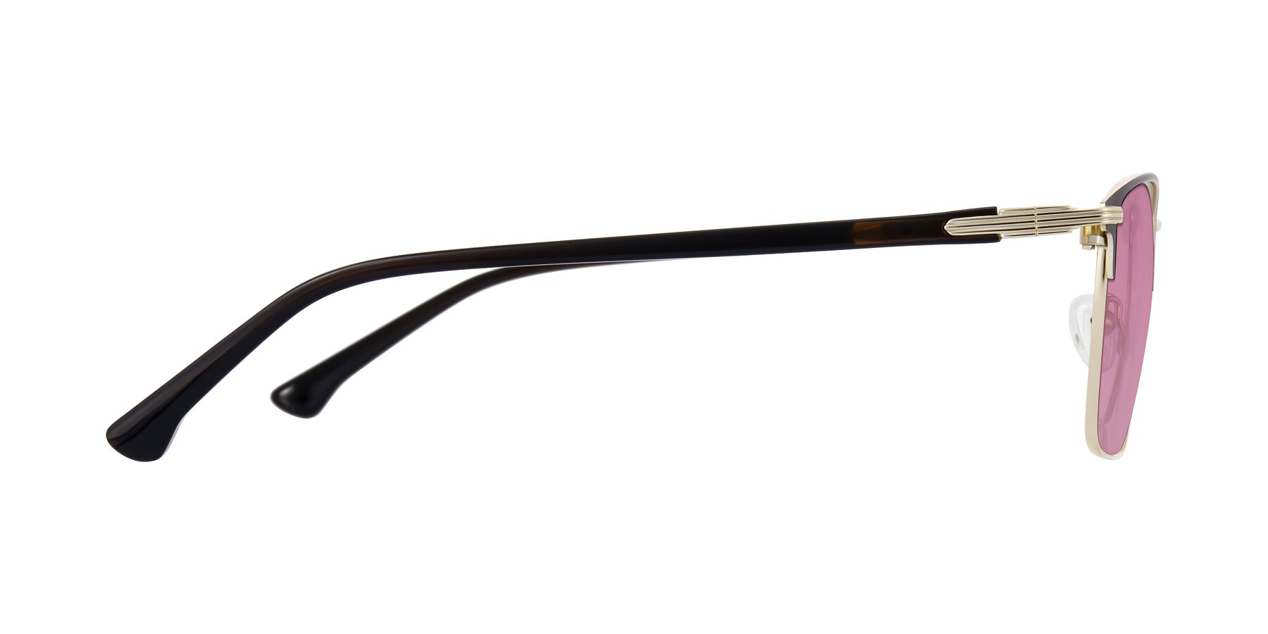 Side of Casaku in Coffee/Gold with Medium Wine Tinted Lenses