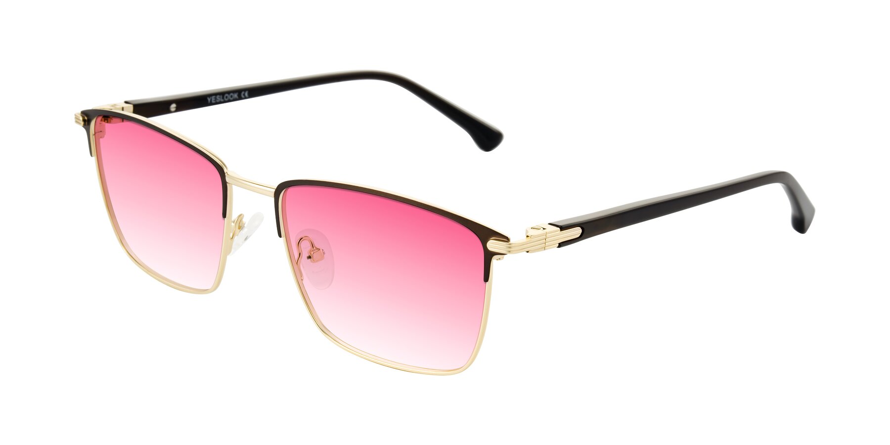 Angle of Casaku in Coffee/Gold with Pink Gradient Lenses