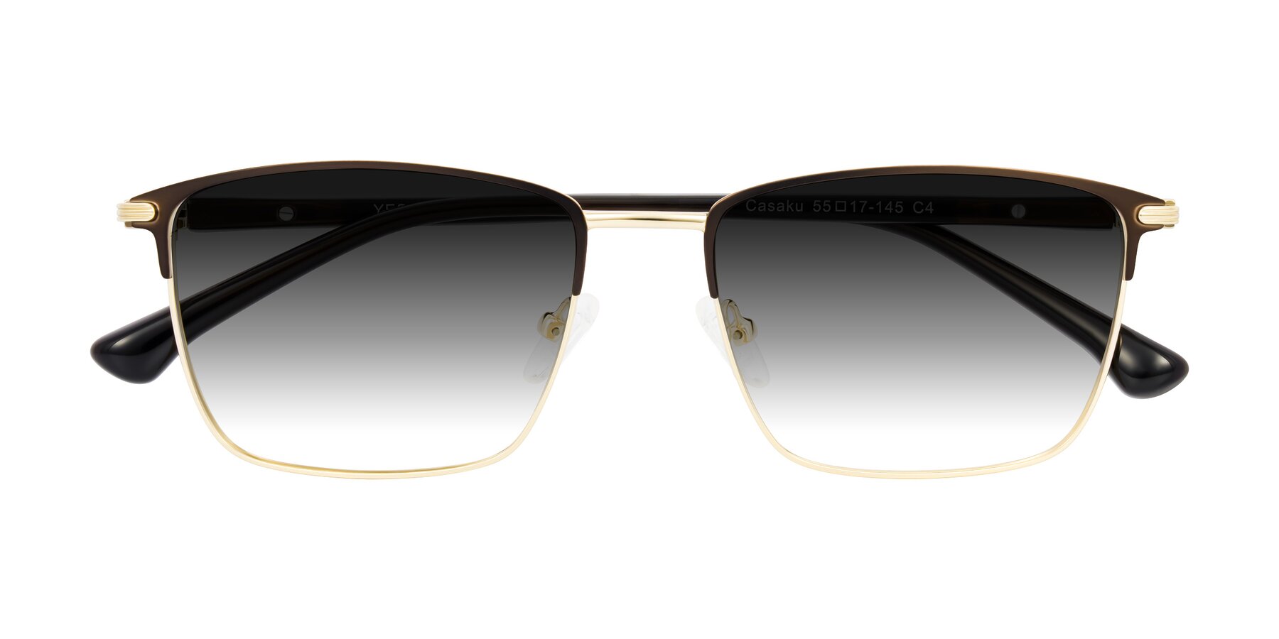 Folded Front of Casaku in Coffee/Gold with Gray Gradient Lenses
