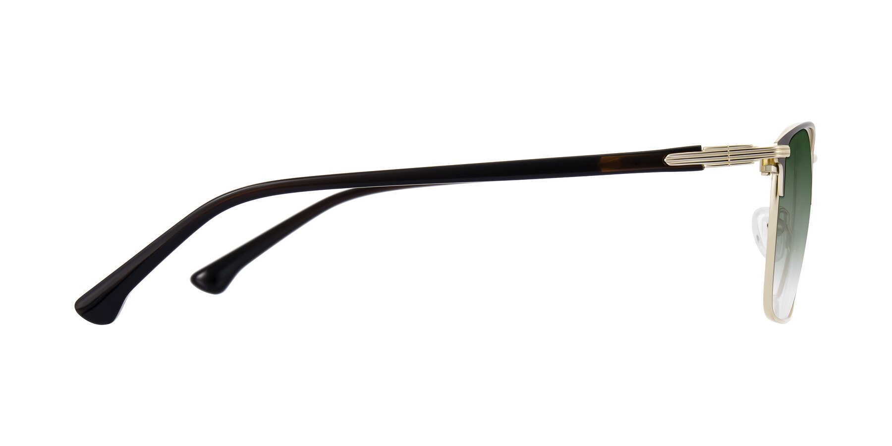 Side of Casaku in Coffee/Gold with Green Gradient Lenses