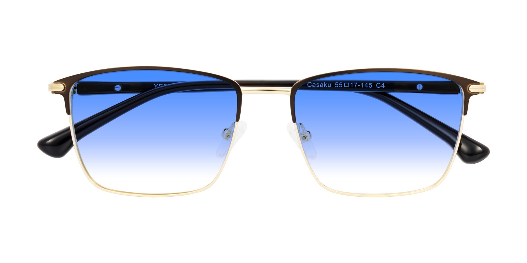 Folded Front of Casaku in Coffee/Gold with Blue Gradient Lenses