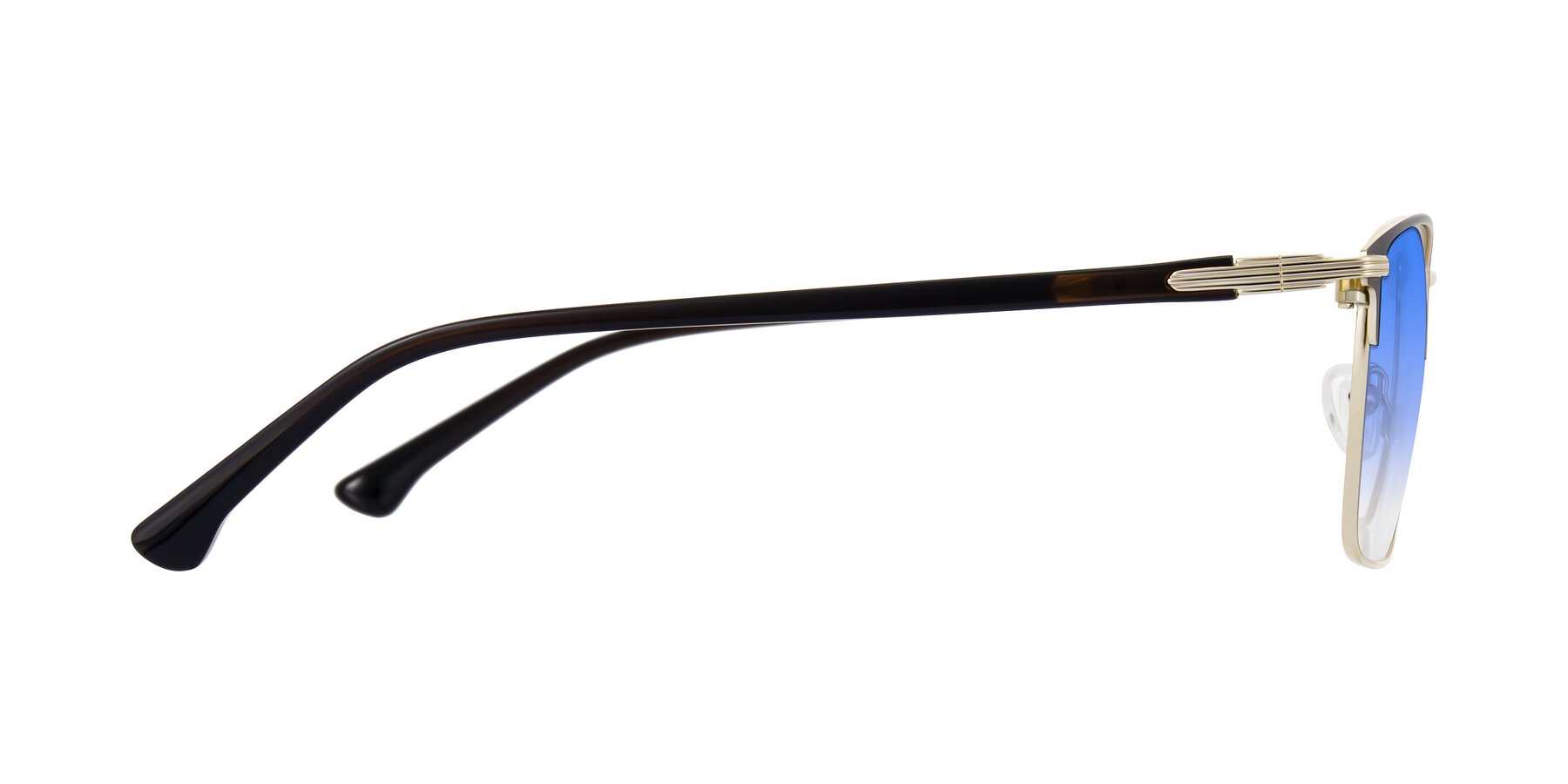 Side of Casaku in Coffee/Gold with Blue Gradient Lenses