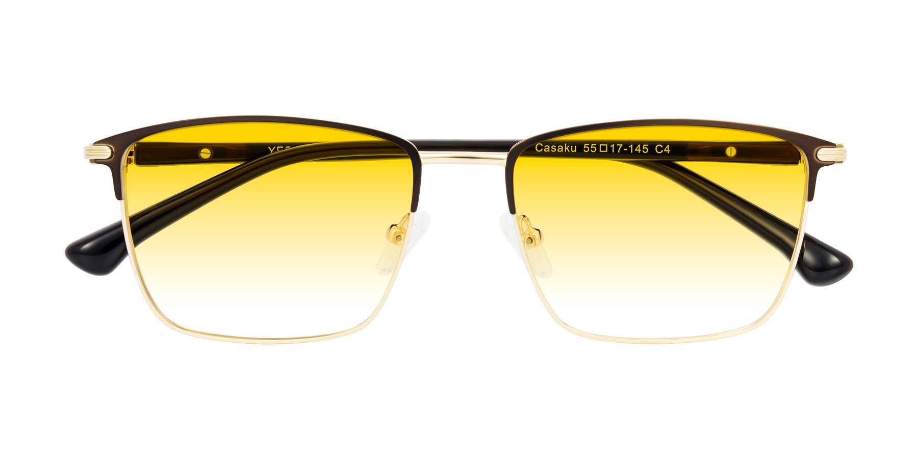 Folded Front of Casaku in Coffee/Gold with Yellow Gradient Lenses