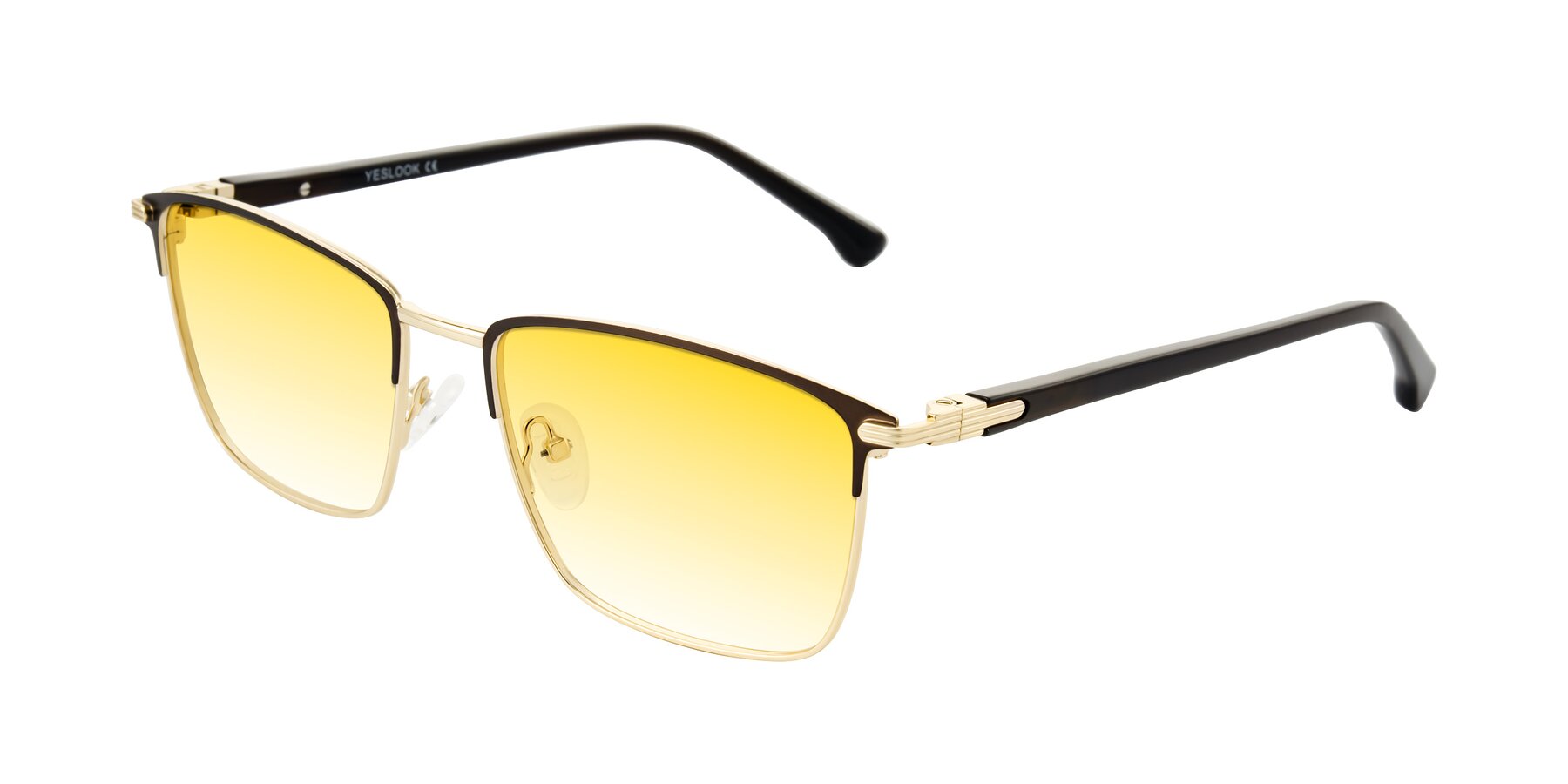 Angle of Casaku in Coffee/Gold with Yellow Gradient Lenses