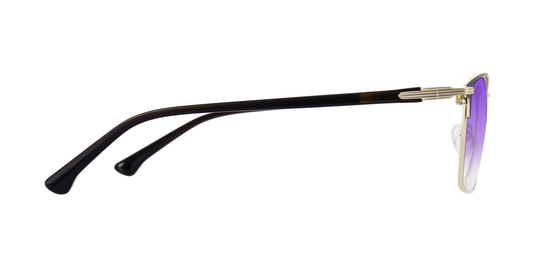 Side of Casaku in Coffee/Gold with Purple Gradient Lenses