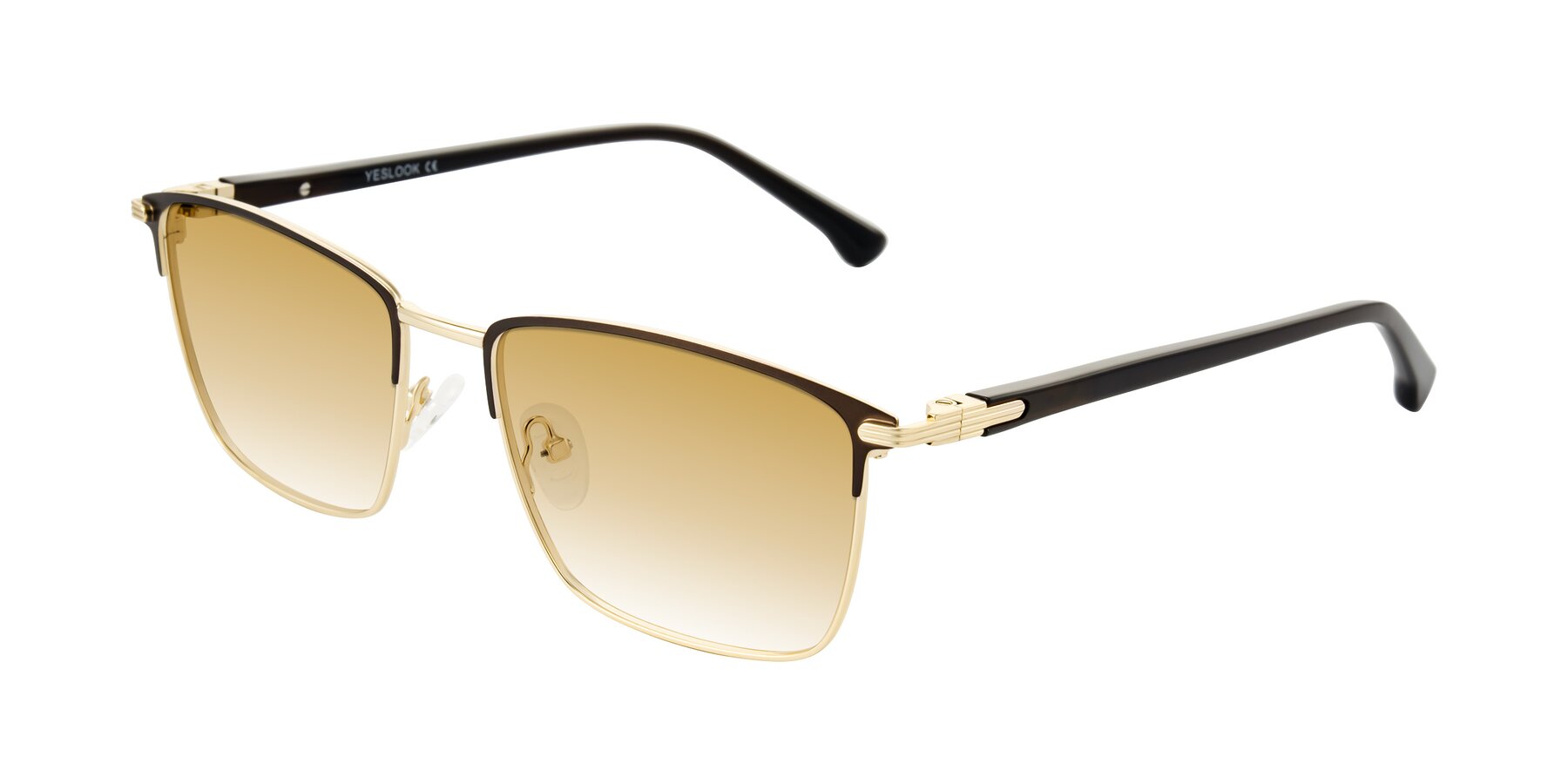 Angle of Casaku in Coffee/Gold with Champagne Gradient Lenses