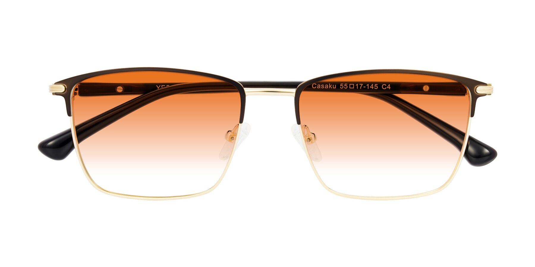 Folded Front of Casaku in Coffee/Gold with Orange Gradient Lenses