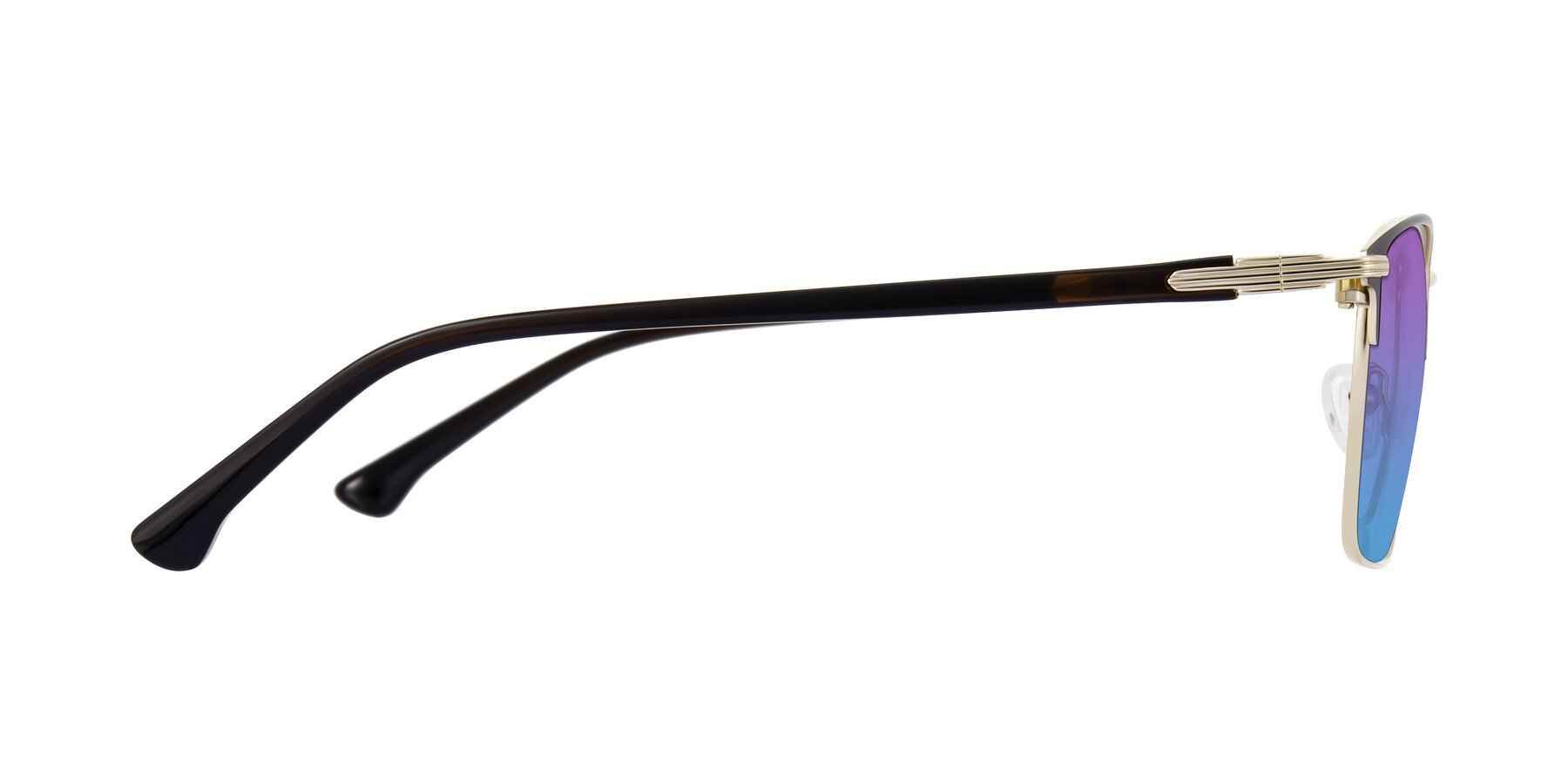 Side of Casaku in Coffee/Gold with Purple / Blue Gradient Lenses