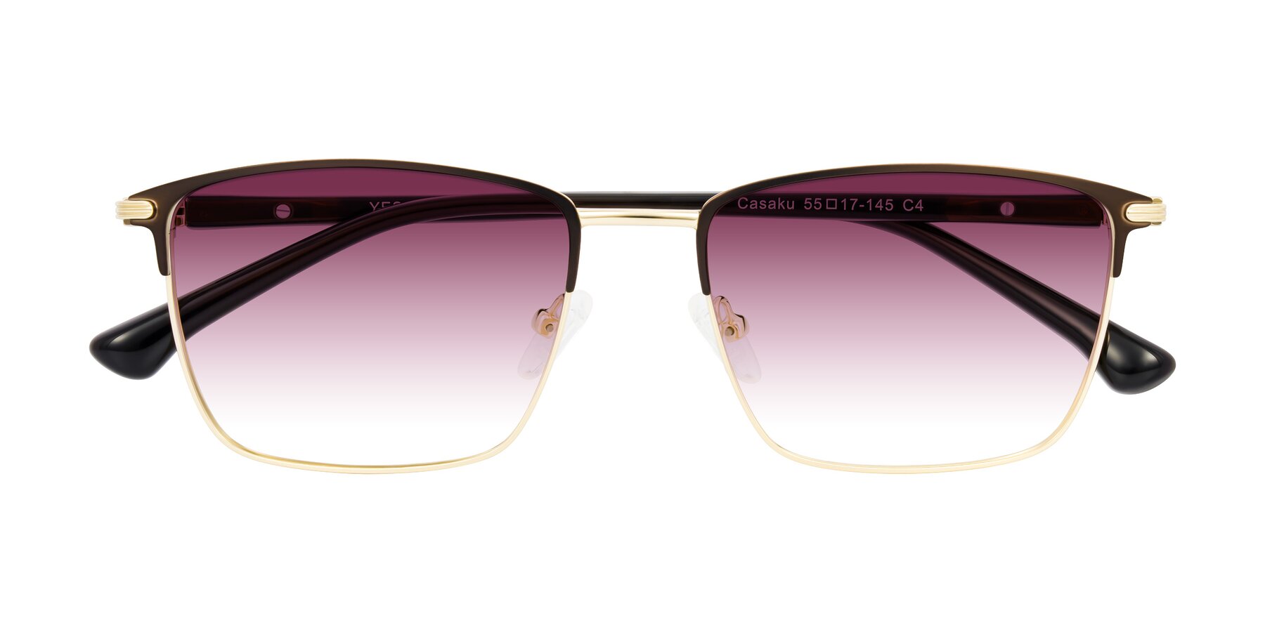 Folded Front of Casaku in Coffee/Gold with Wine Gradient Lenses