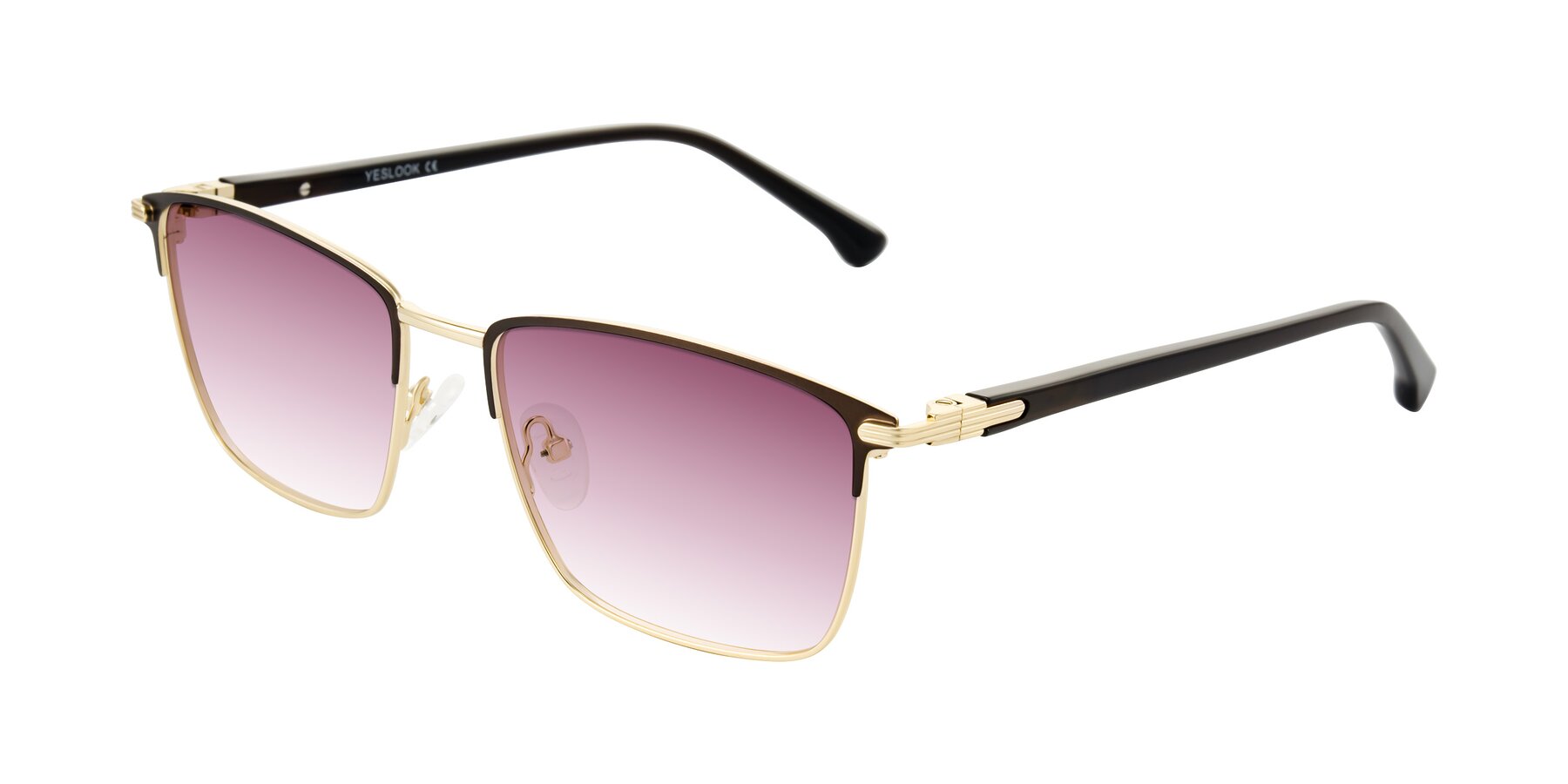 Angle of Casaku in Coffee/Gold with Wine Gradient Lenses