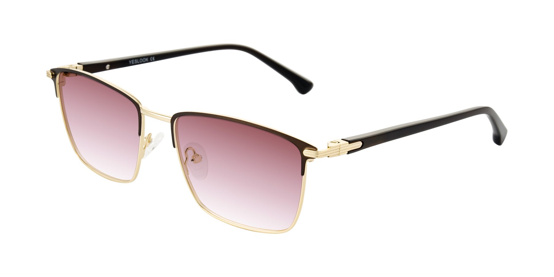 Angle of Casaku in Coffee/Gold with Garnet Gradient Lenses