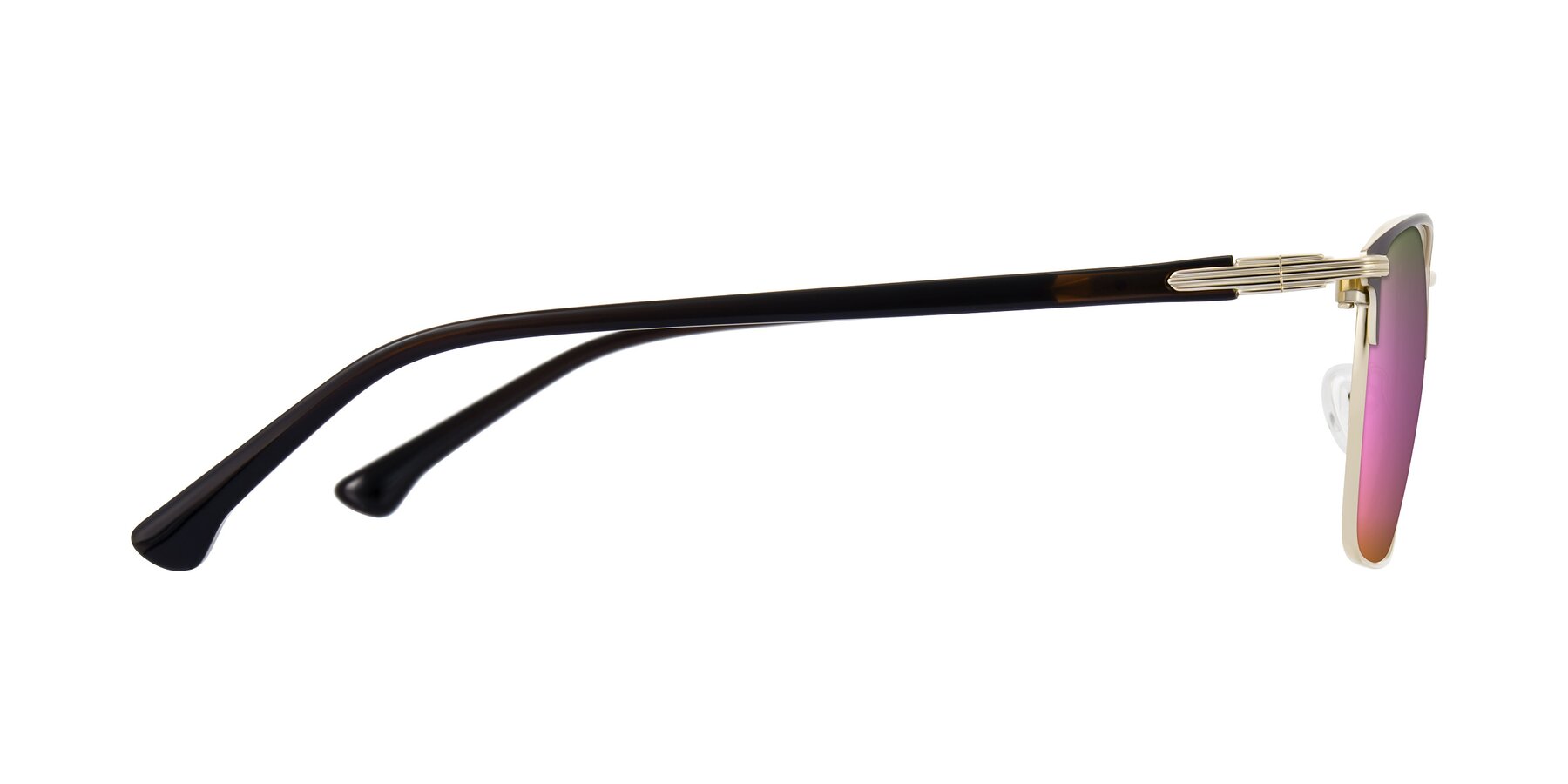 Side of Casaku in Coffee/Gold with Pink Mirrored Lenses