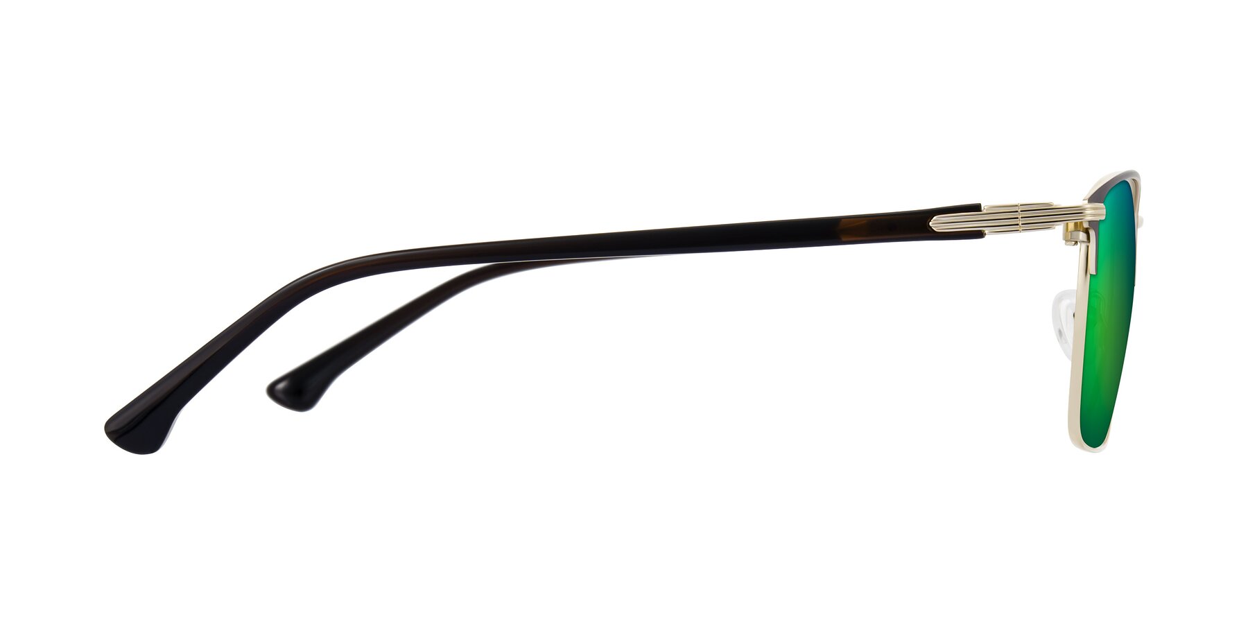 Side of Casaku in Coffee/Gold with Green Mirrored Lenses