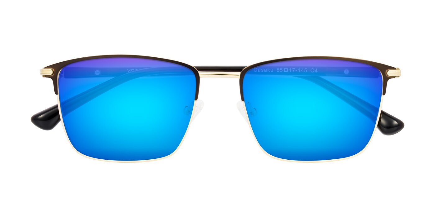 Casaku - Coffee/Gold Flash Mirrored Sunglasses