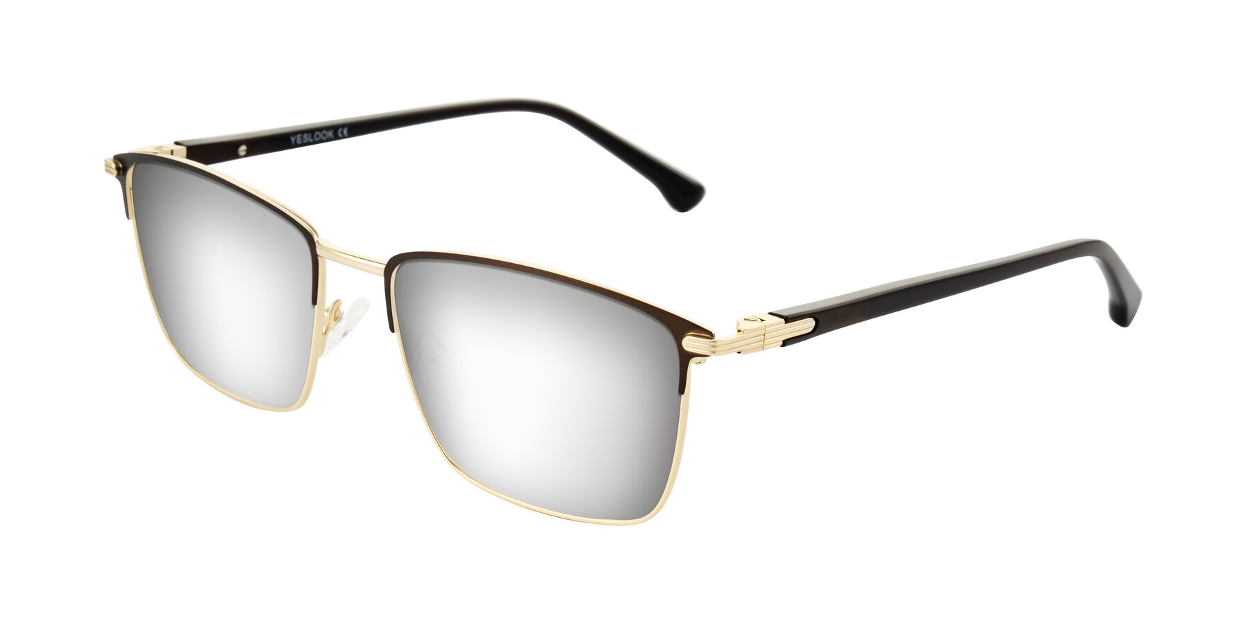Angle of Casaku in Coffee/Gold with Silver Mirrored Lenses