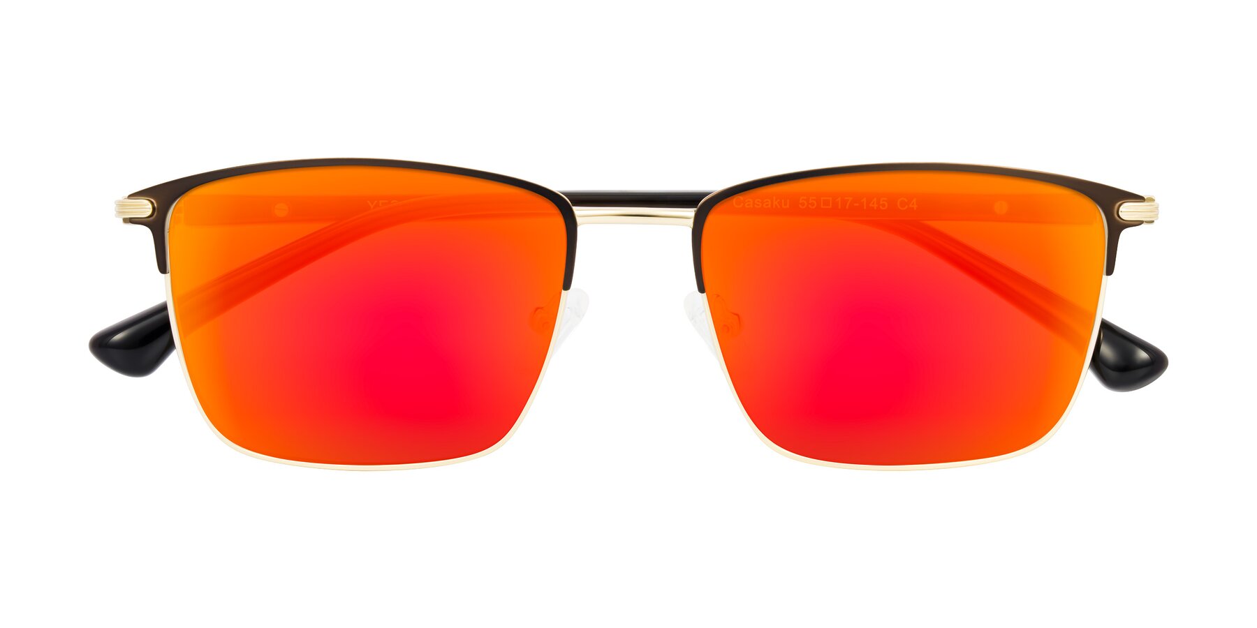 Folded Front of Casaku in Coffee/Gold with Red Gold Mirrored Lenses