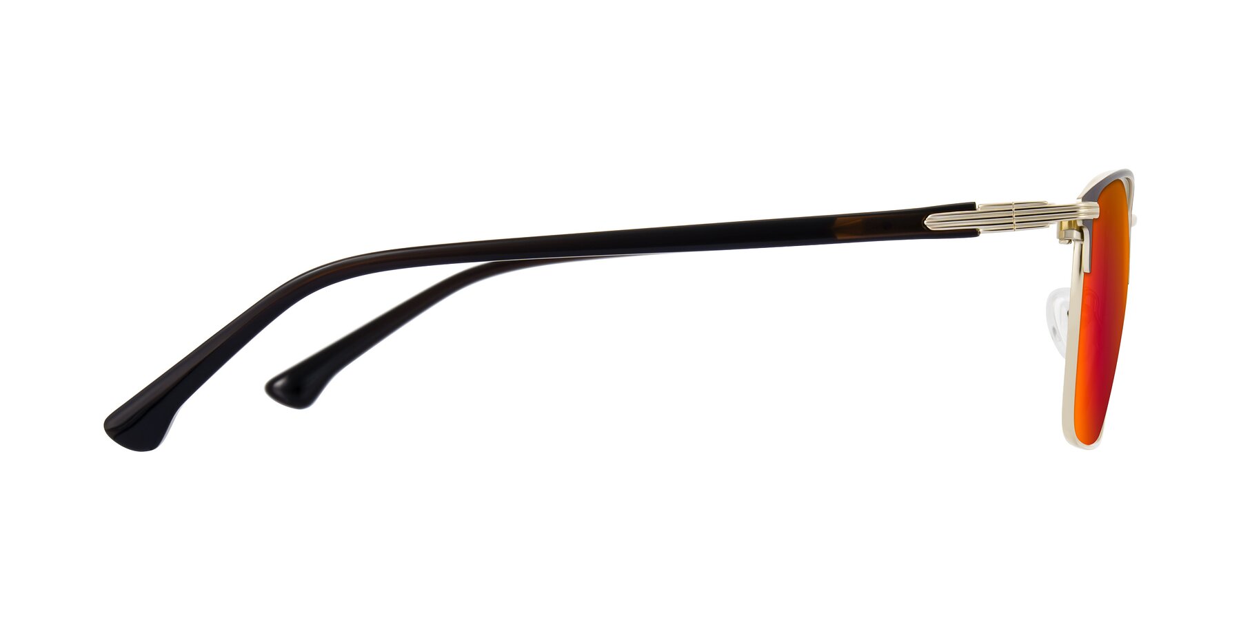 Side of Casaku in Coffee/Gold with Red Gold Mirrored Lenses