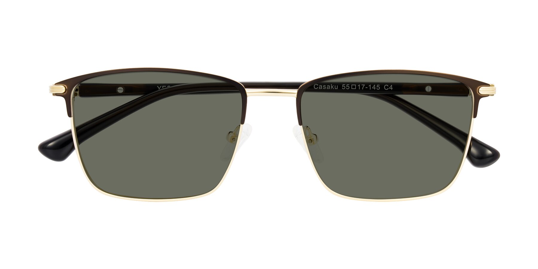 Folded Front of Casaku in Coffee/Gold with Gray Polarized Lenses