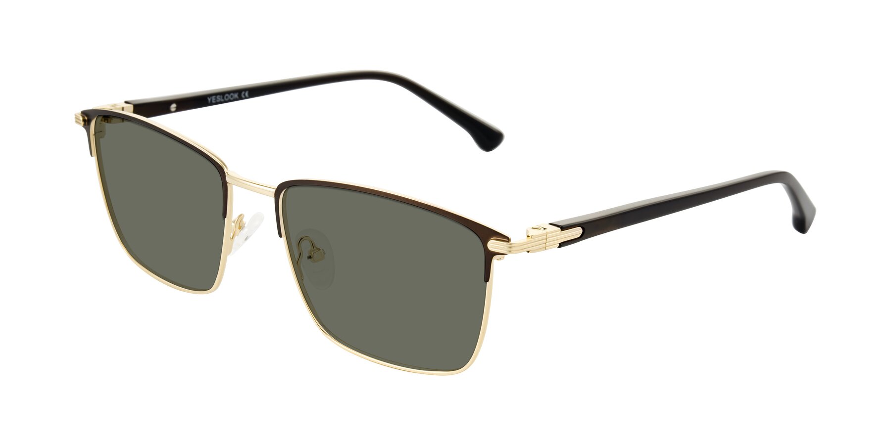Angle of Casaku in Coffee/Gold with Gray Polarized Lenses