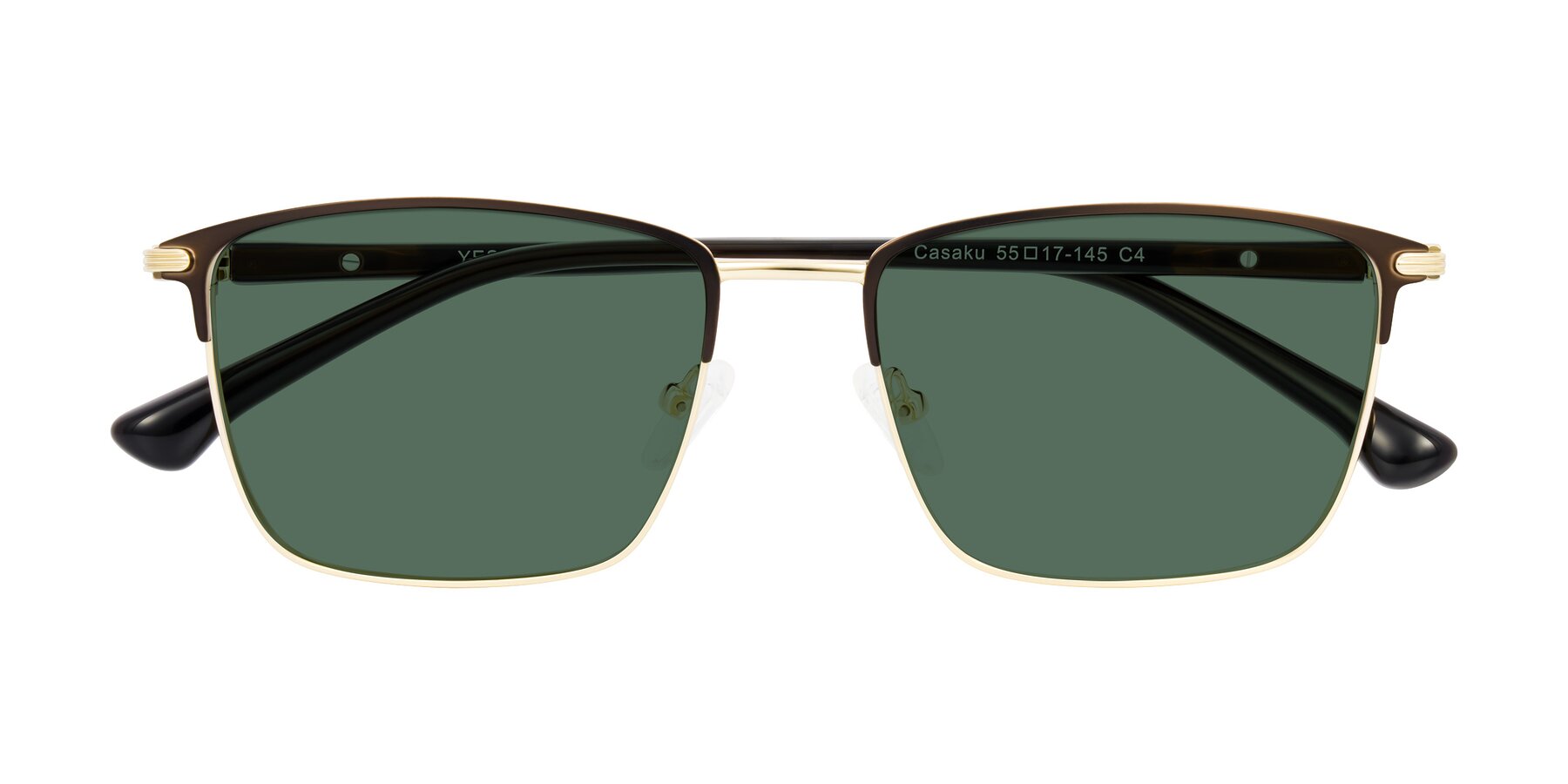 Folded Front of Casaku in Coffee/Gold with Green Polarized Lenses