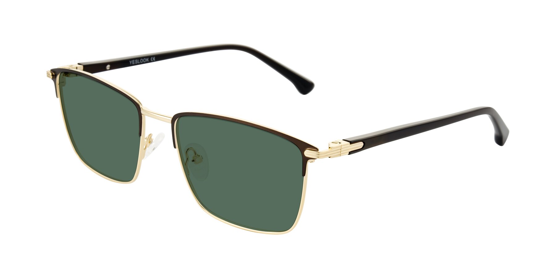 Angle of Casaku in Coffee/Gold with Green Polarized Lenses