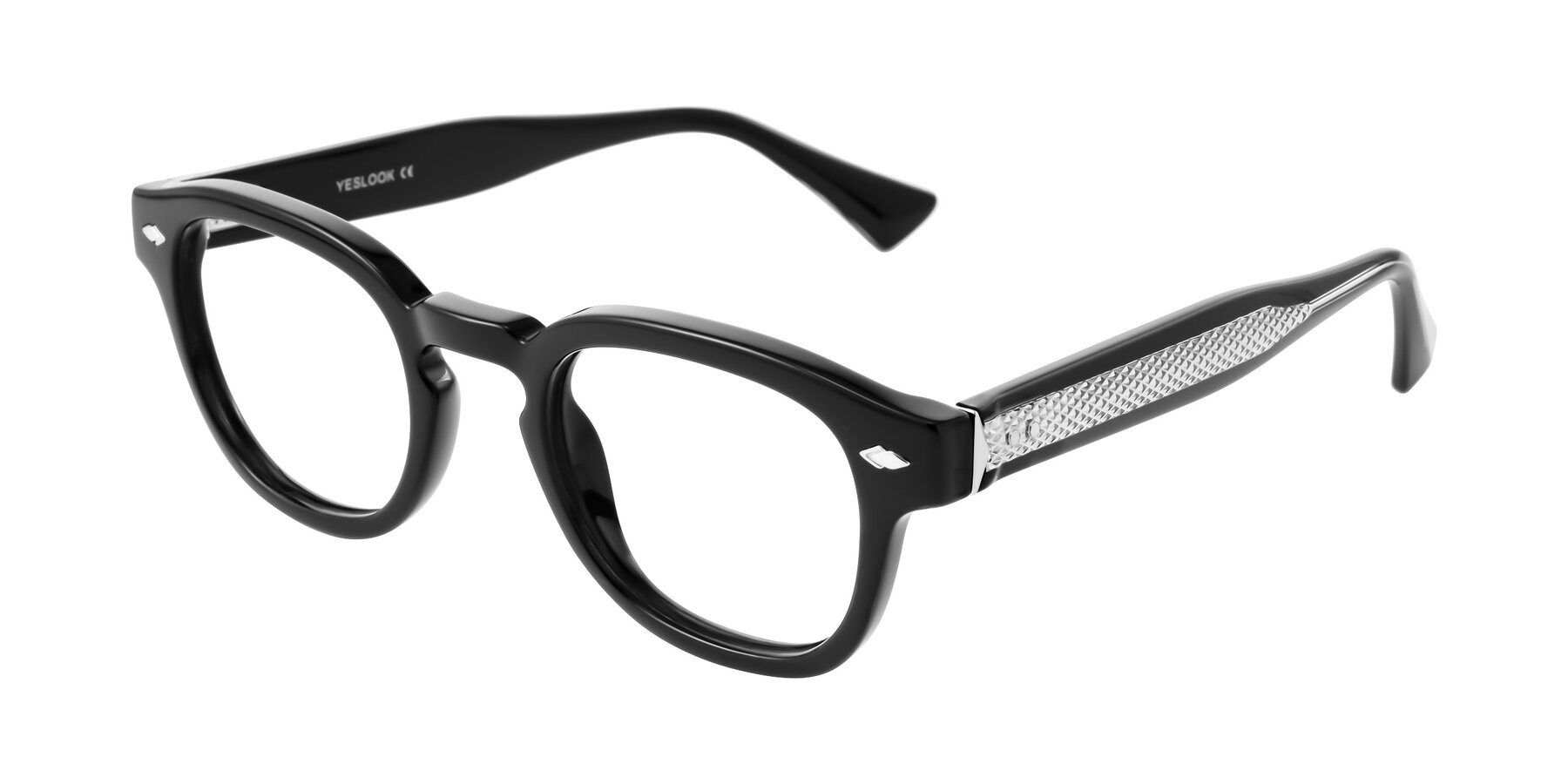 Angle of Sunny in Black with Clear Eyeglass Lenses