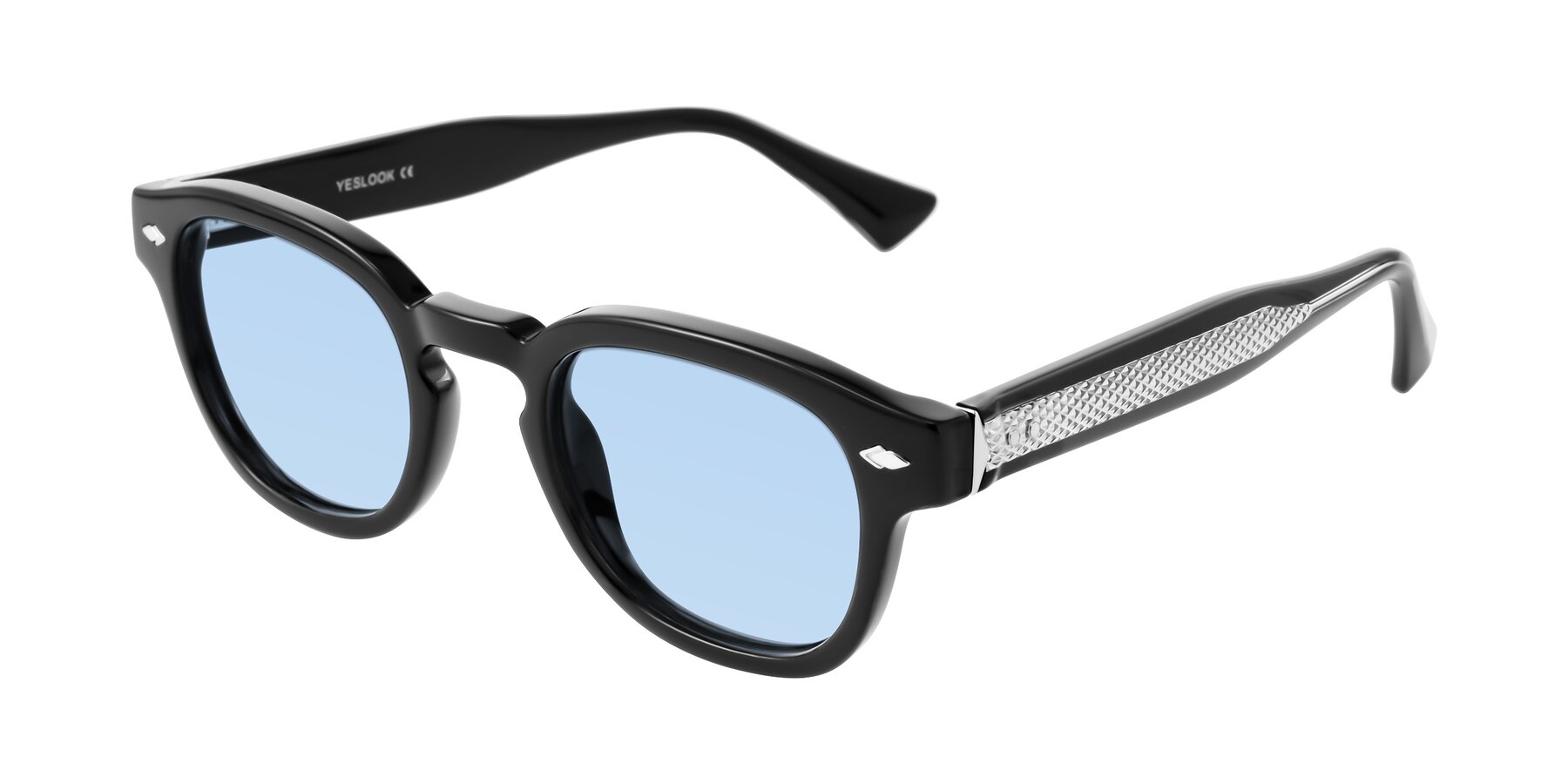 Angle of Sunny in Black with Light Blue Tinted Lenses