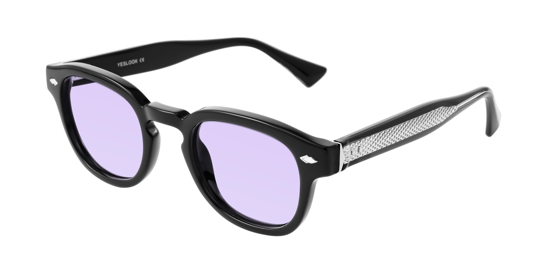 Angle of Sunny in Black with Light Purple Tinted Lenses