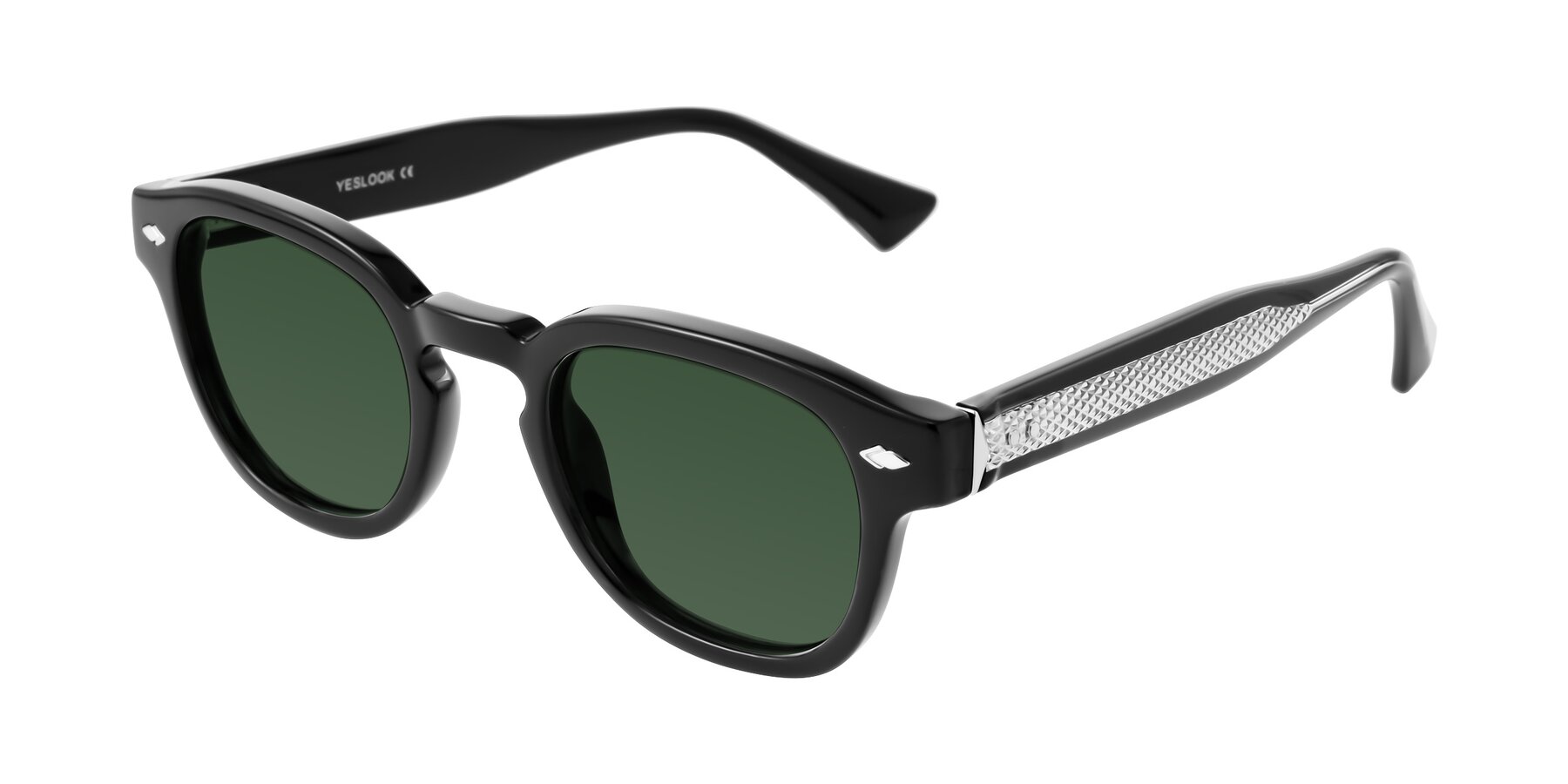 Angle of Sunny in Black with Green Tinted Lenses