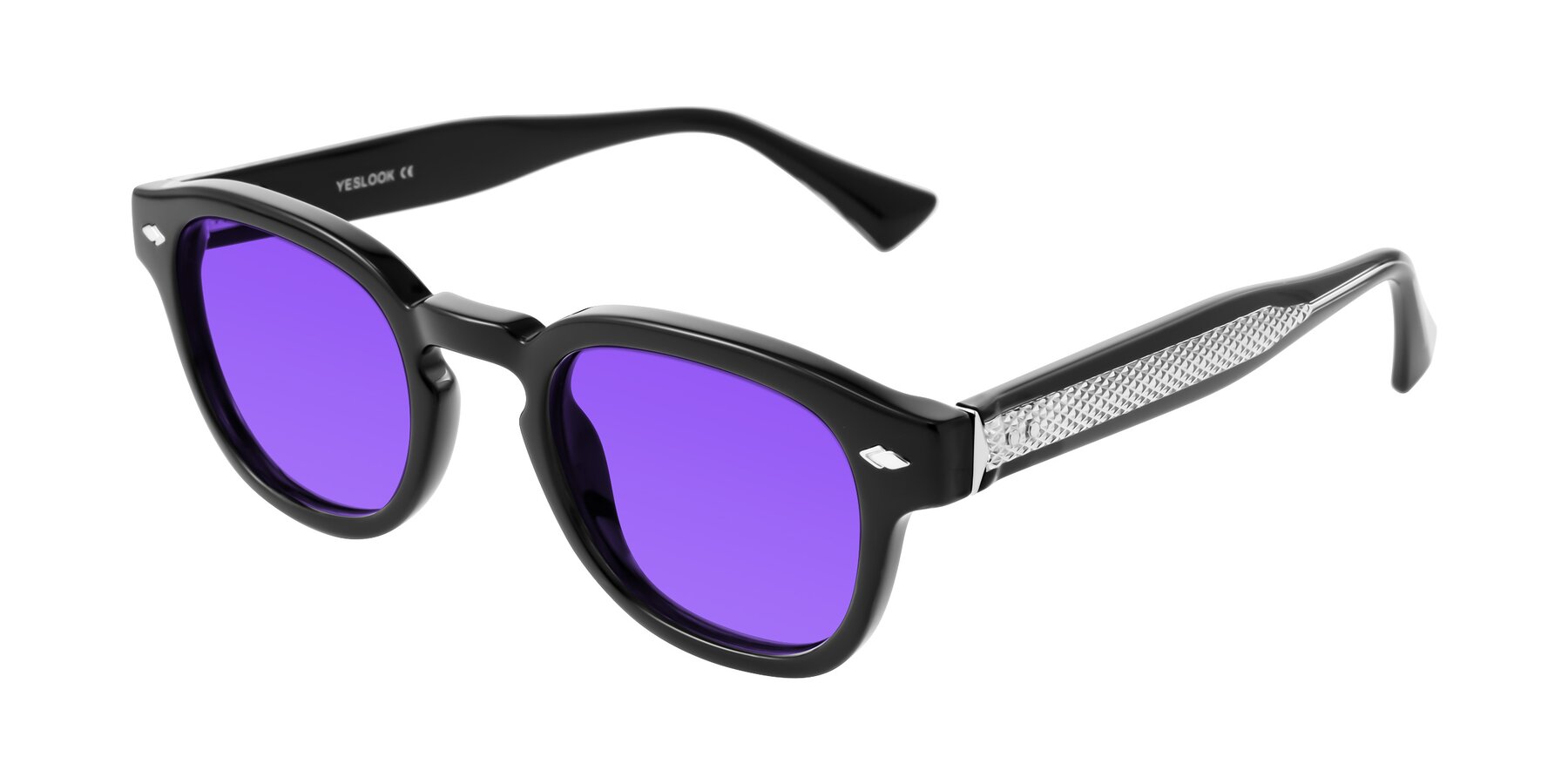 Angle of Sunny in Black with Purple Tinted Lenses