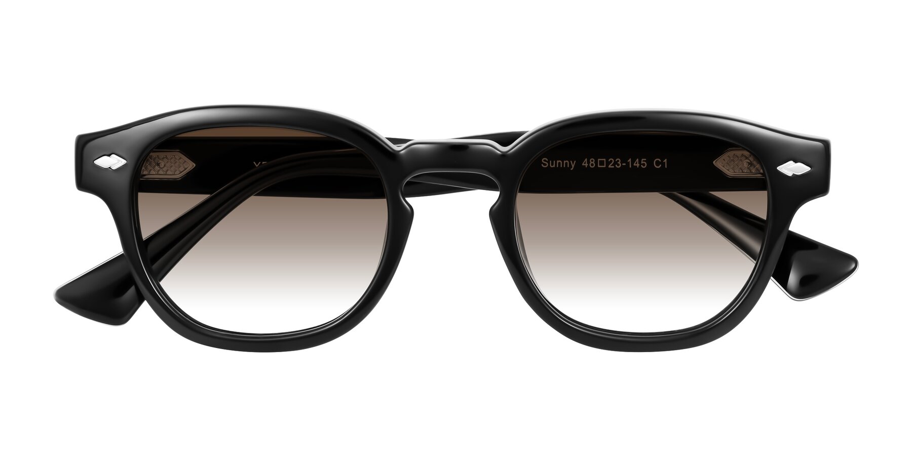 Folded Front of Sunny in Black with Brown Gradient Lenses