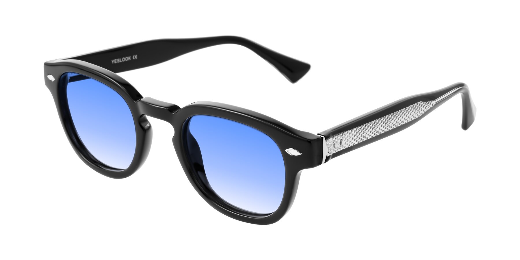 Angle of Sunny in Black with Blue Gradient Lenses