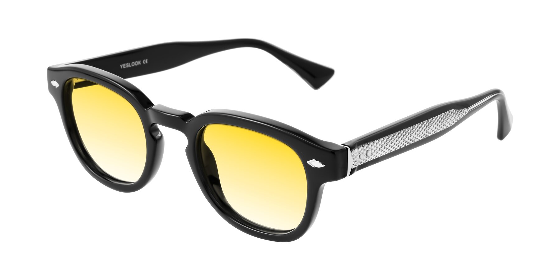 Angle of Sunny in Black with Yellow Gradient Lenses
