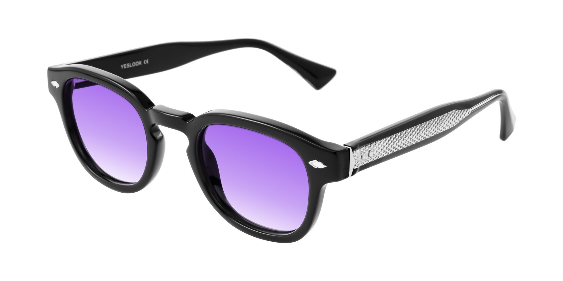 Angle of Sunny in Black with Purple Gradient Lenses