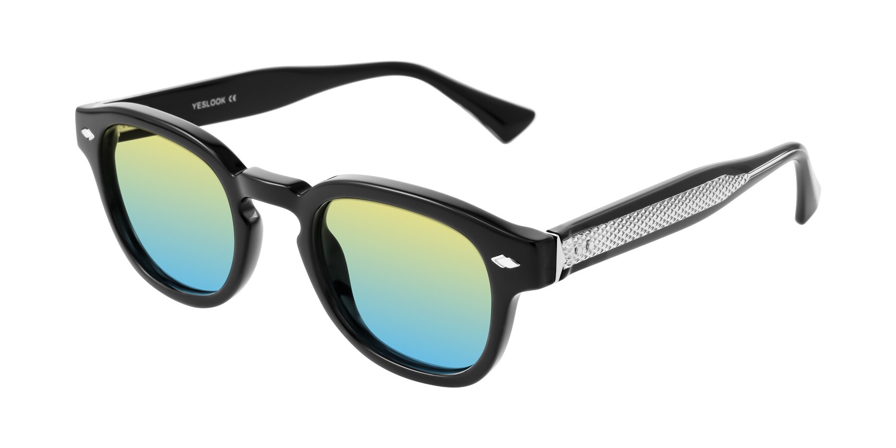 Angle of Sunny in Black with Yellow / Blue Gradient Lenses