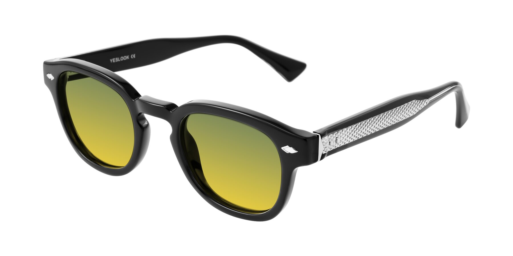 Angle of Sunny in Black with Green / Yellow Gradient Lenses