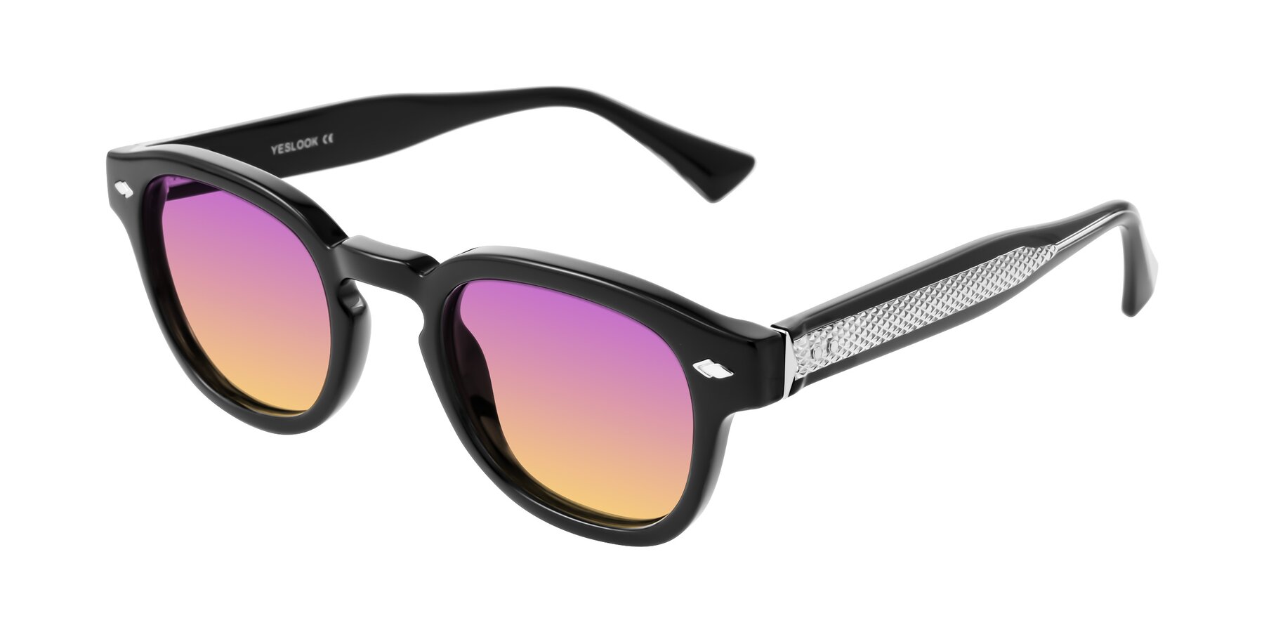 Angle of Sunny in Black with Purple / Yellow Gradient Lenses
