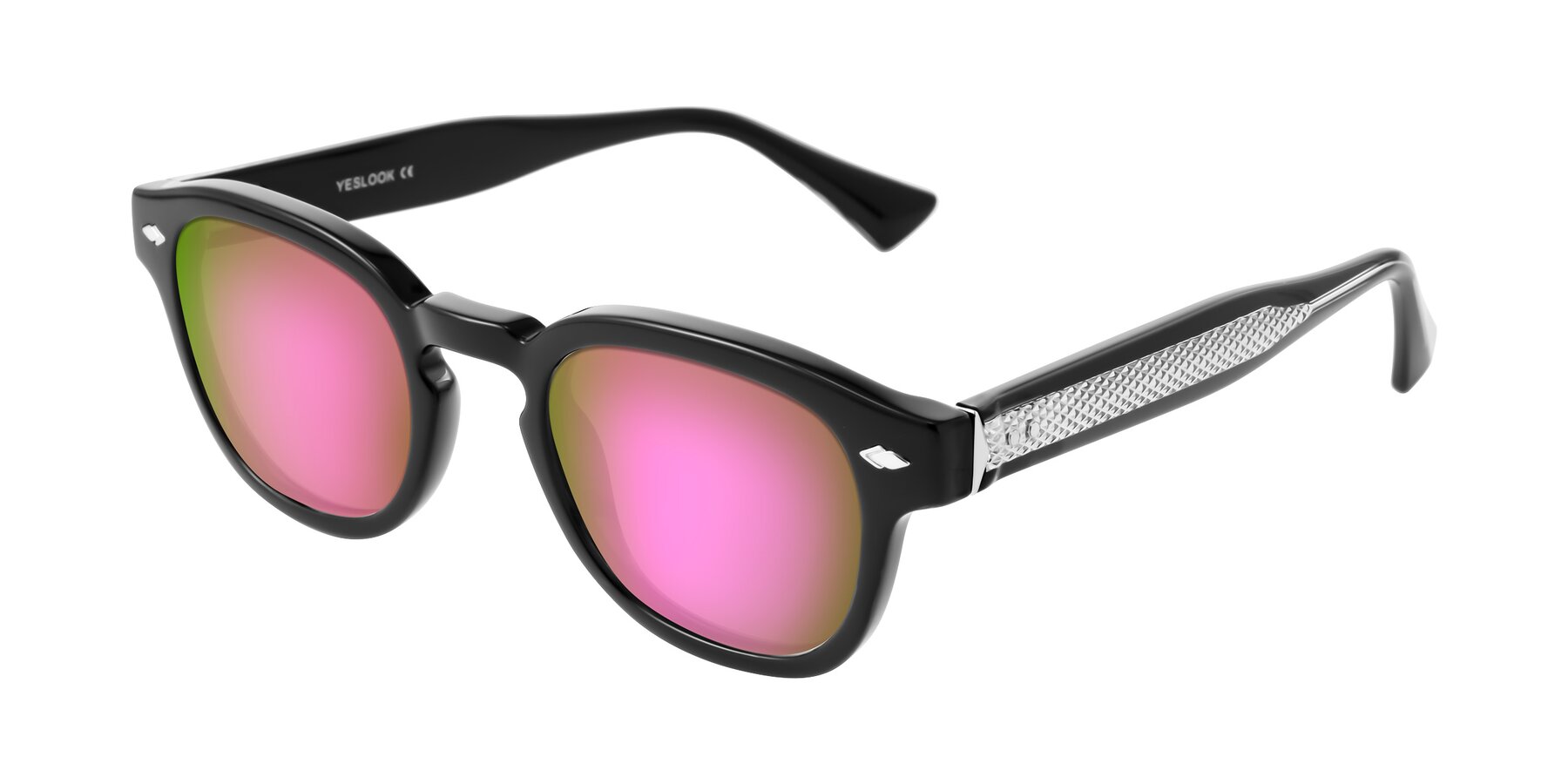 Angle of Sunny in Black with Pink Mirrored Lenses