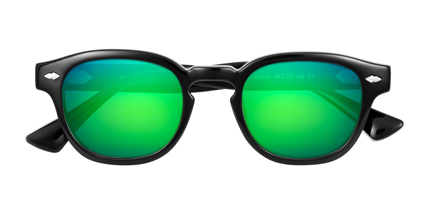 Sunny - Black Flash Mirrored Sunglasses