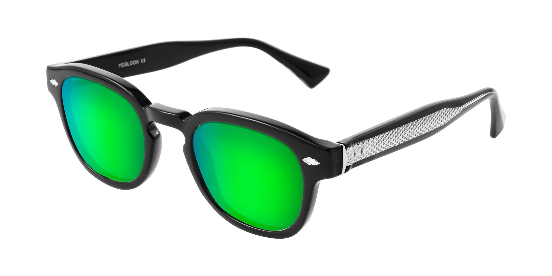 Angle of Sunny in Black with Green Mirrored Lenses