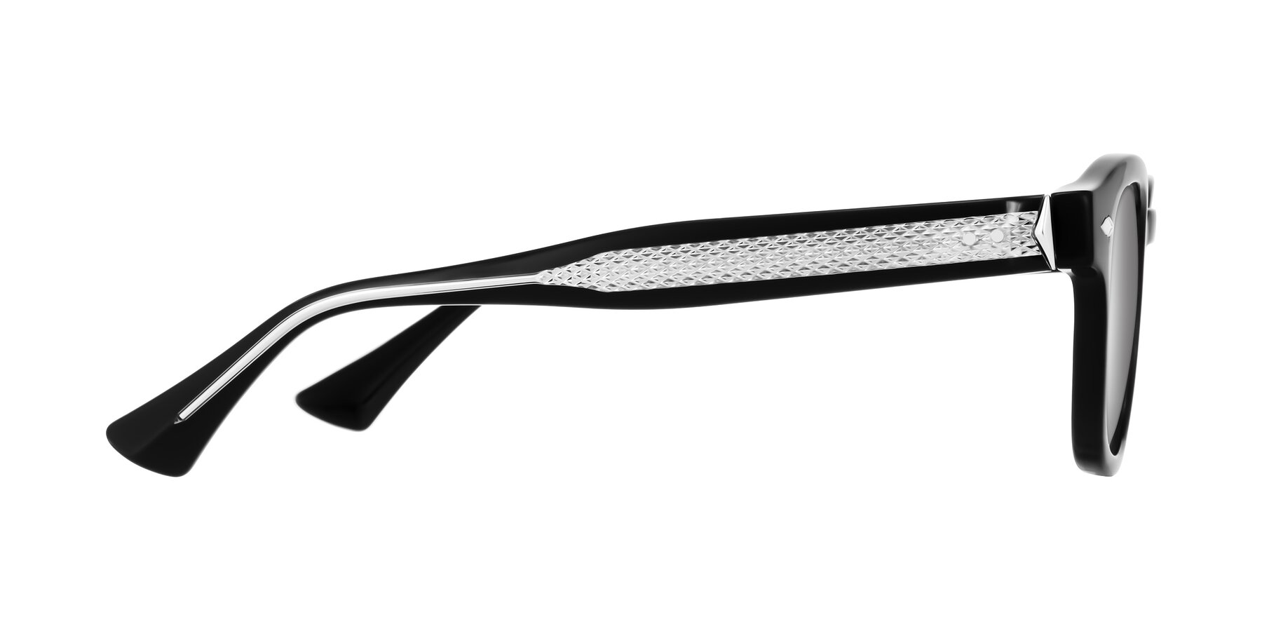 Side of Sunny in Black with Silver Mirrored Lenses