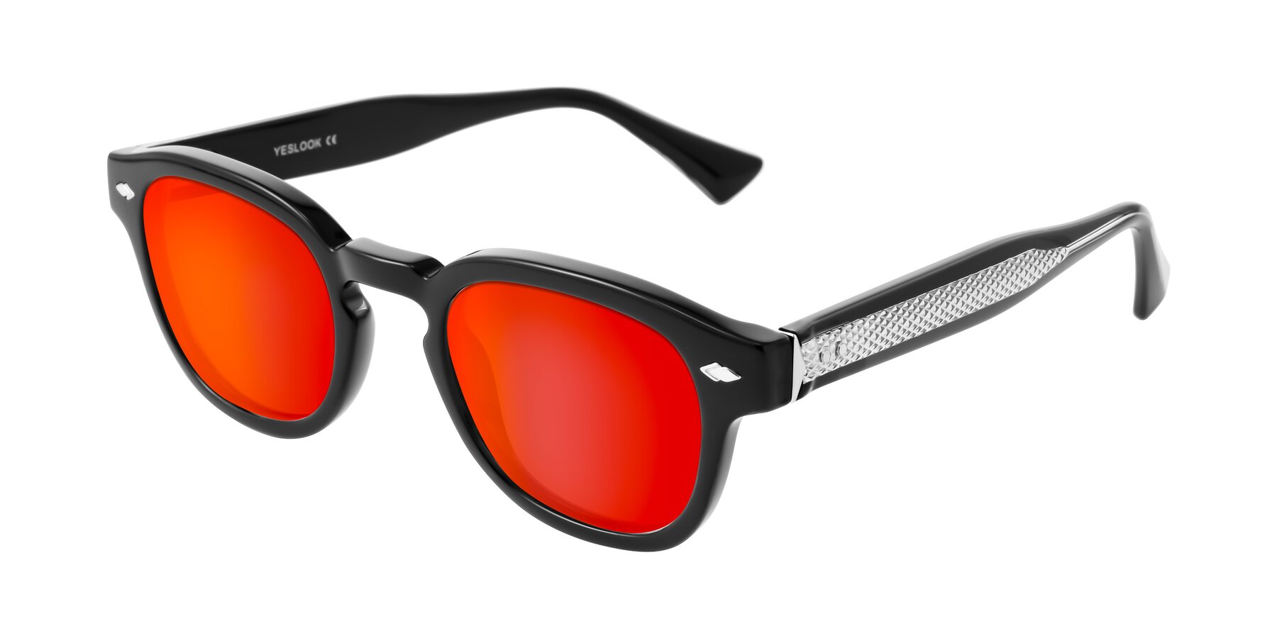 Angle of Sunny in Black with Red Gold Mirrored Lenses