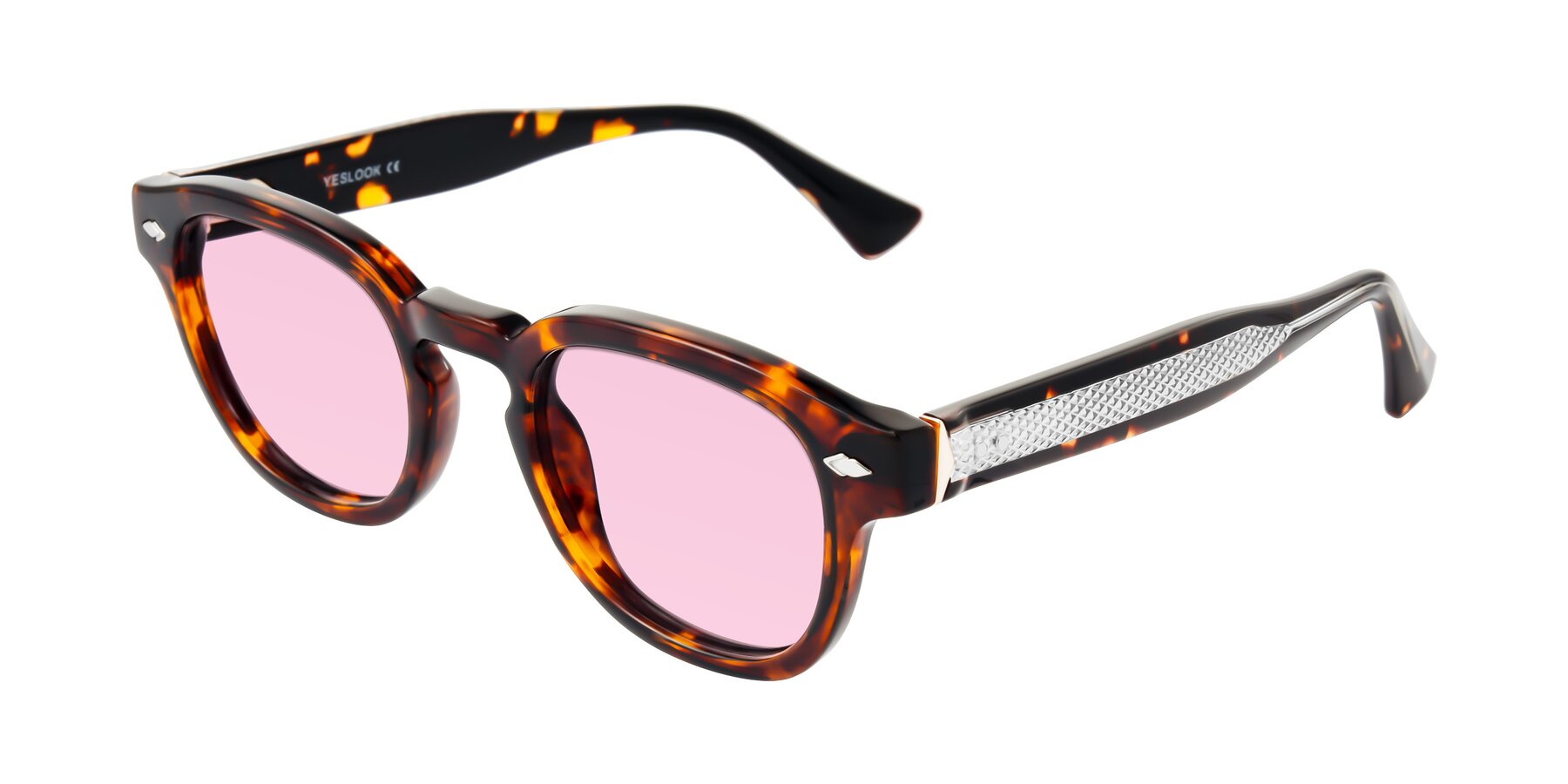 Angle of Sunny in Tortoise with Light Pink Tinted Lenses
