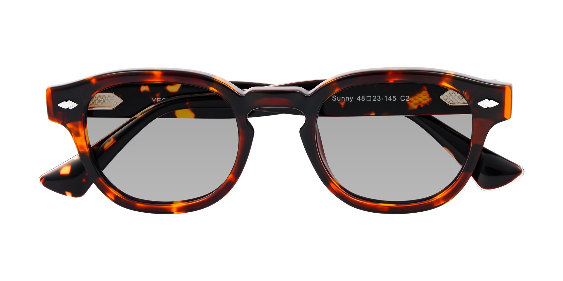 Folded Front of Sunny in Tortoise with Light Gray Tinted Lenses