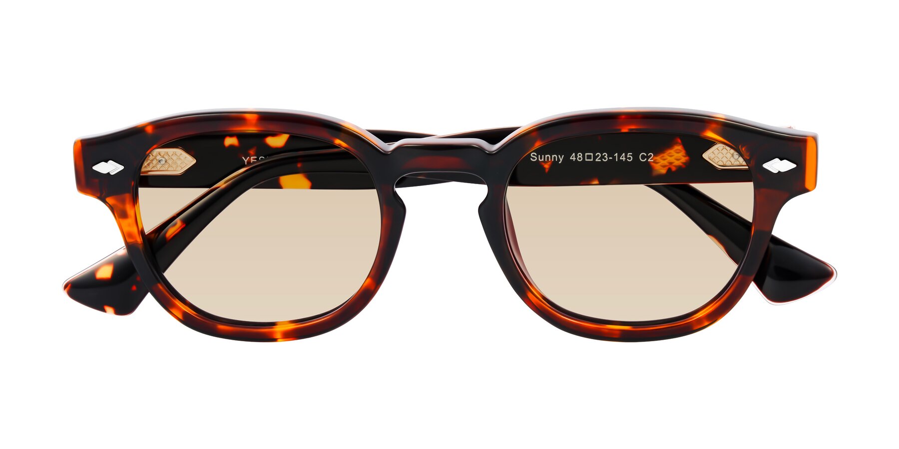 Folded Front of Sunny in Tortoise with Light Brown Tinted Lenses
