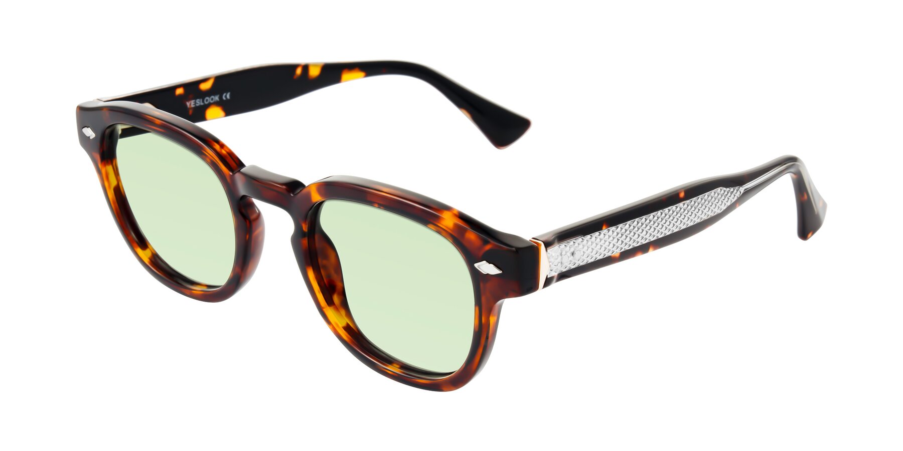 Angle of Sunny in Tortoise with Light Green Tinted Lenses