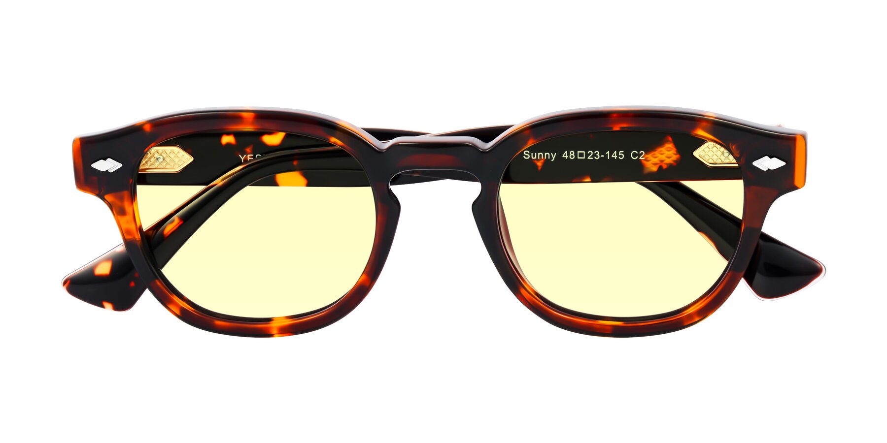 Folded Front of Sunny in Tortoise with Light Yellow Tinted Lenses