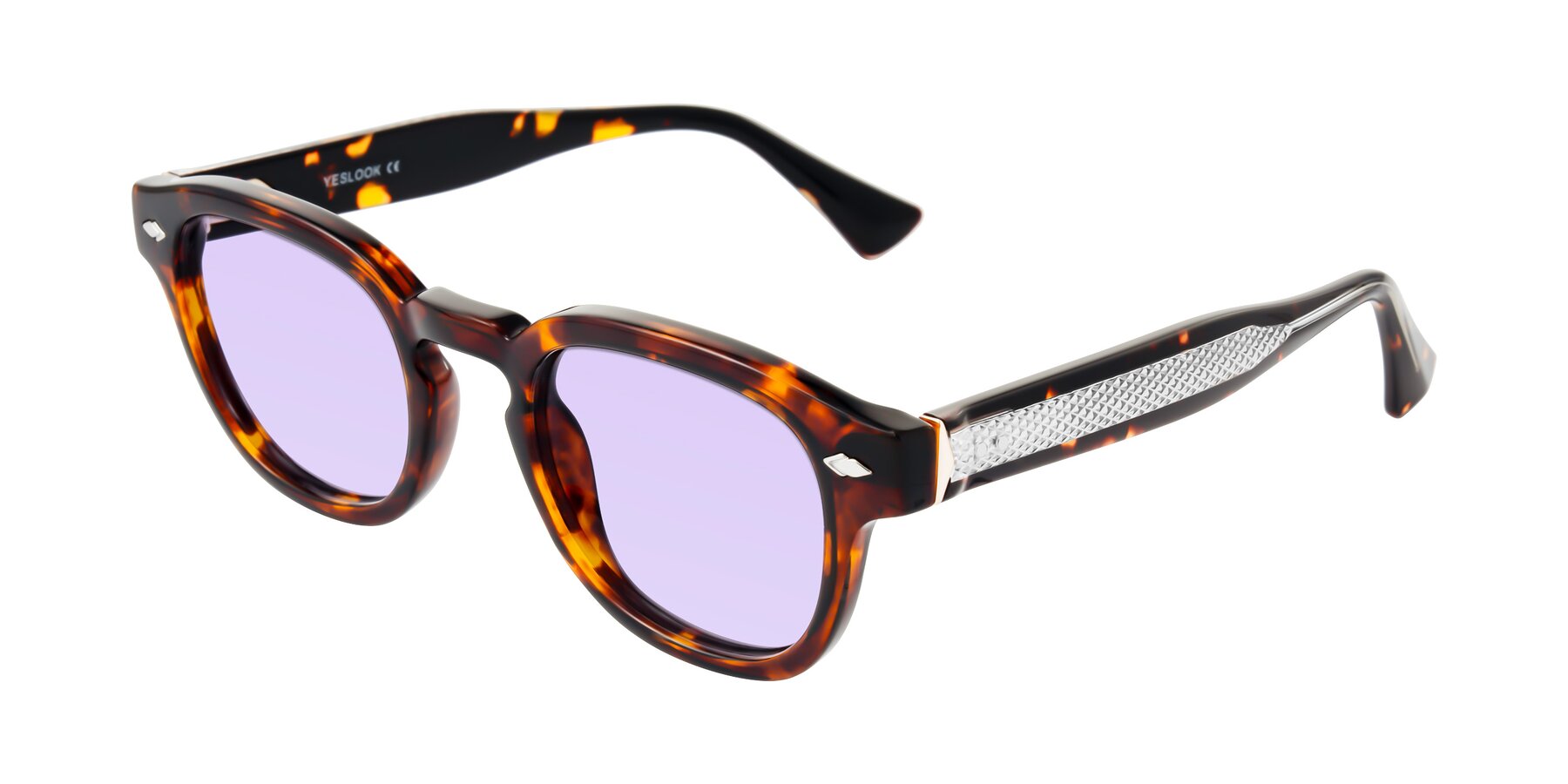 Angle of Sunny in Tortoise with Light Purple Tinted Lenses