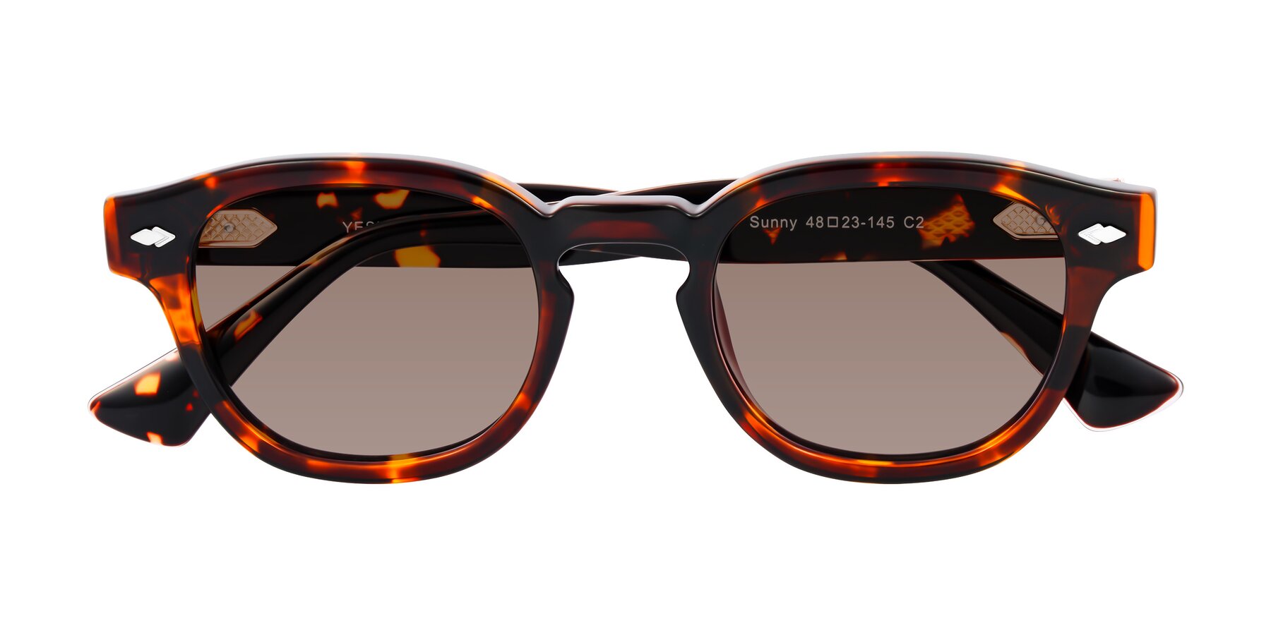 Folded Front of Sunny in Tortoise with Medium Brown Tinted Lenses