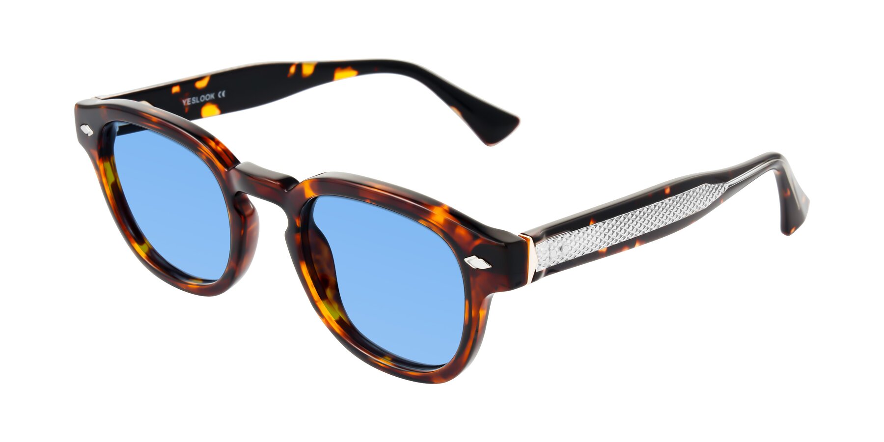 Angle of Sunny in Tortoise with Medium Blue Tinted Lenses